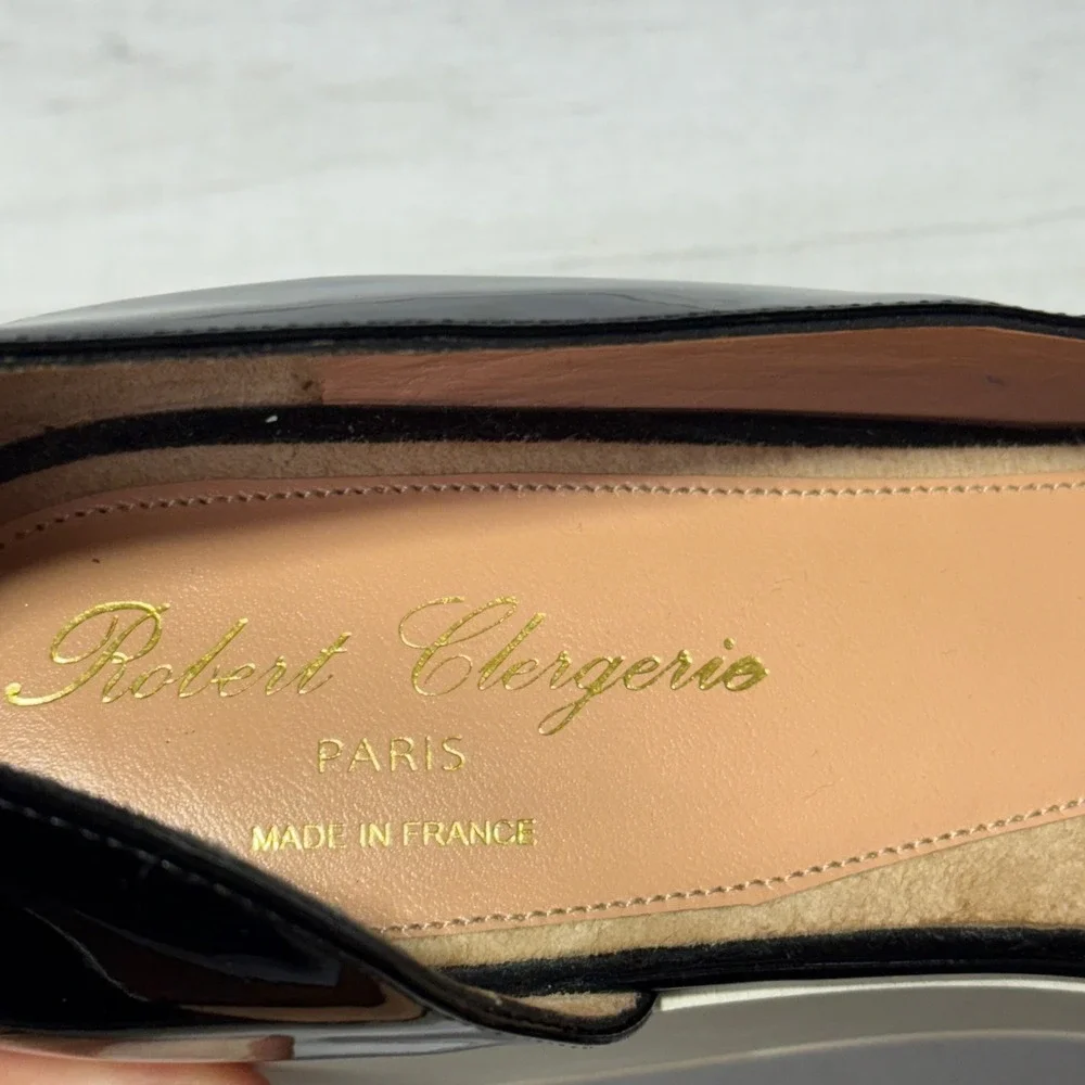 Robert Clergerie Wedge Sandals Women 41.5 US 11 Black Patent Leather France